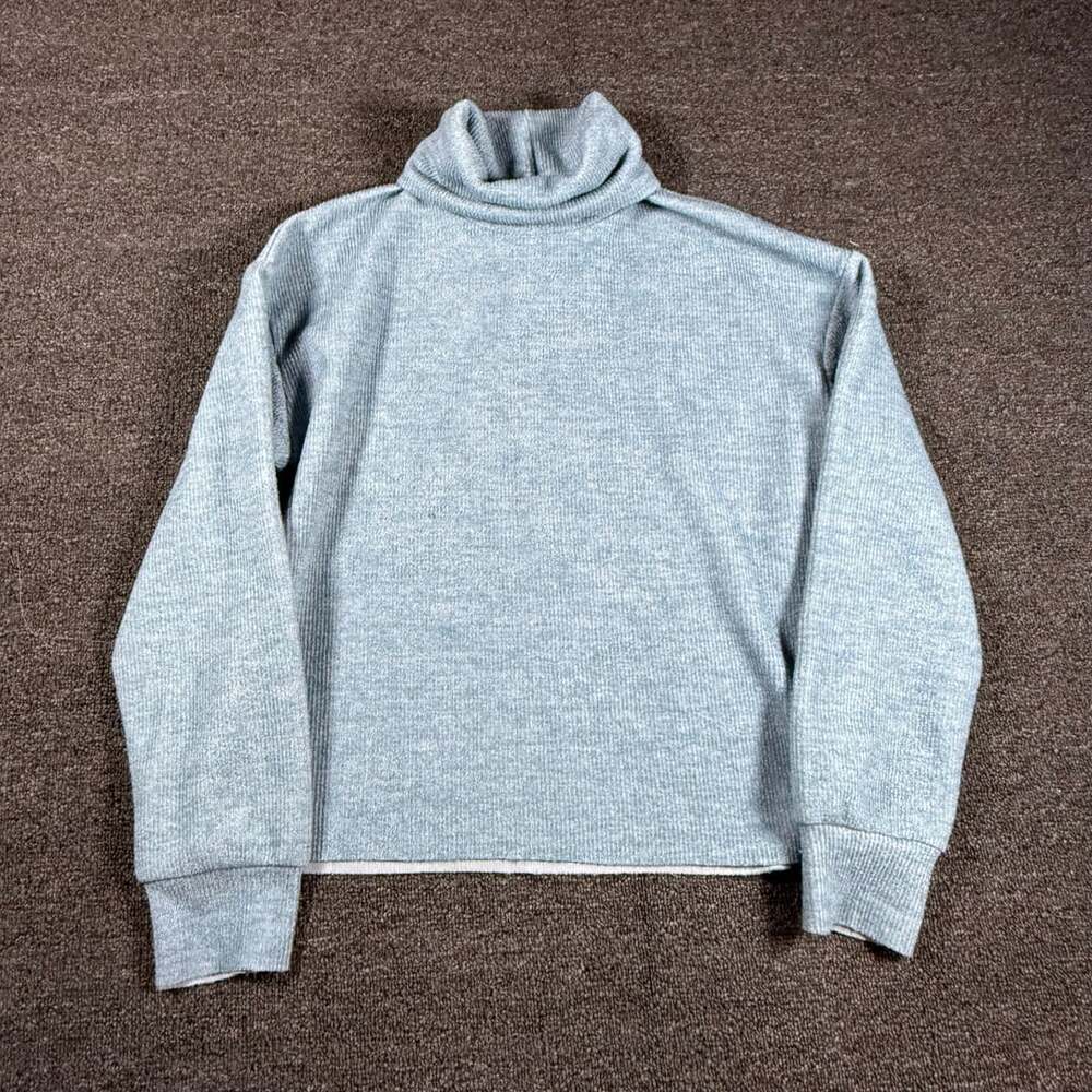 SHEIN Turtleneck Sweater Size M Blue Long Sleeve Ribbed Knit Pullover